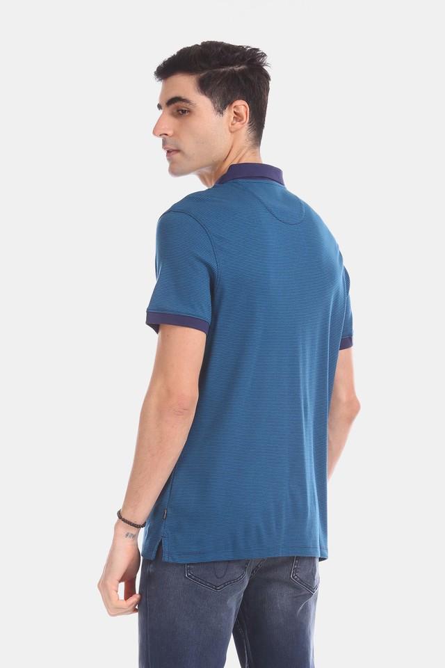 Mens Blue Short Sleeve Liquid Touch Interlock Stripe Polo T-Shirt | T-Shirts  & Polos | Clothing | Men | Shoppers Stop