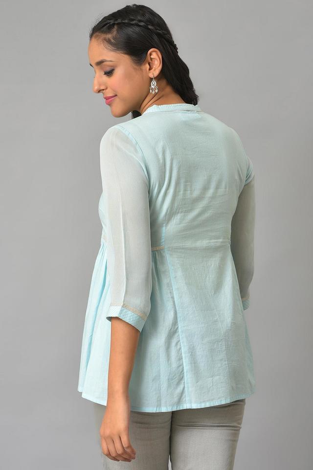 Buy Women solid cotton blue legi Online - Get 75% Off