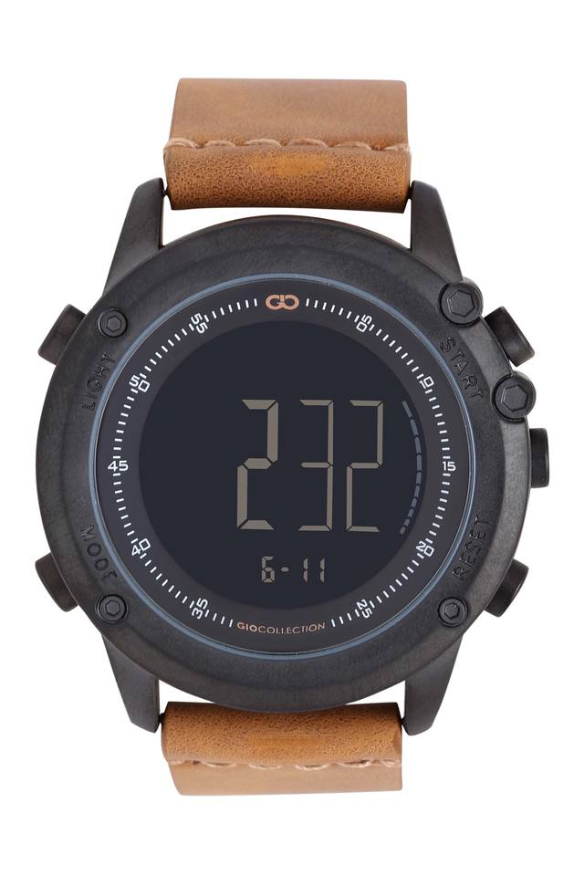 Mens digital watches online leather strap