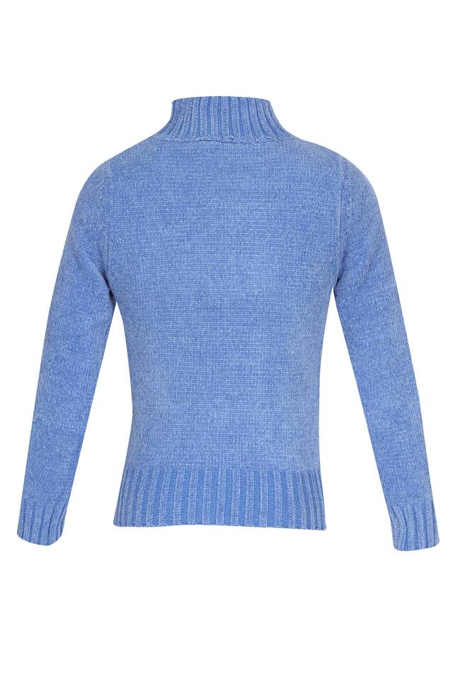 Buy TINY GIRL Blue Girls High Neck Slub Sweater Shoppers Stop