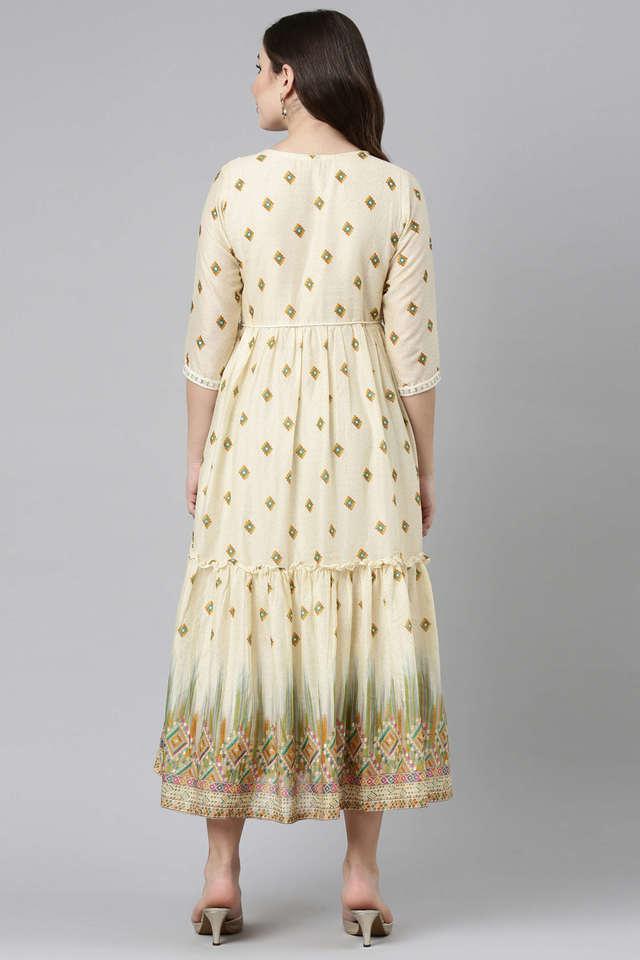 Neeru's Beige Embroidered A Line Kurta – neerus-india