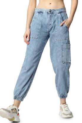 Buy ONLY Light Blue Womens 3 Pocket Stone Wash Joggers Jeans