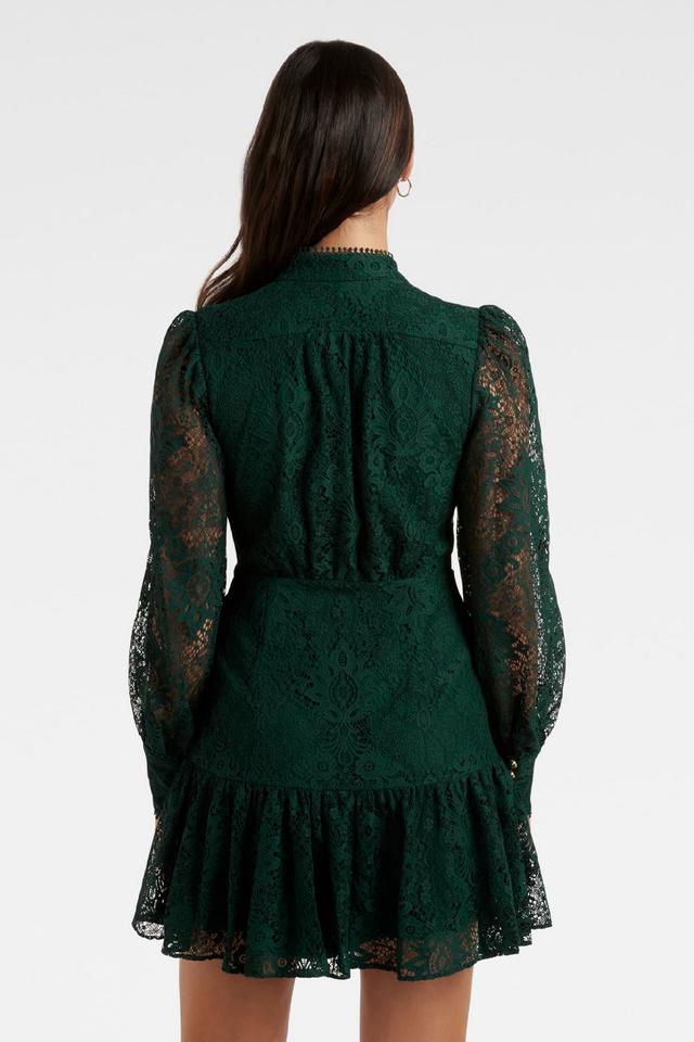 Buy FOREVER NEW Green Solid Blended High Neck Women s Mini Dress