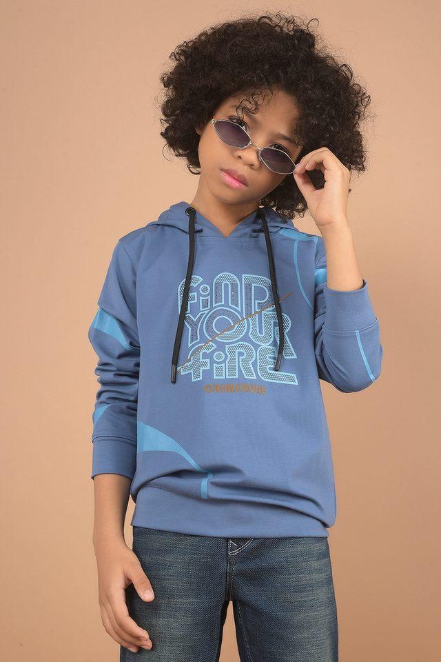 Buy CRIMSOUNE CLUB Blue Graphic Print Blended Fabric Regular Fit Boys Sweatshirt Shoppers Stop