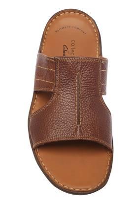 Leather discount slippers clarks