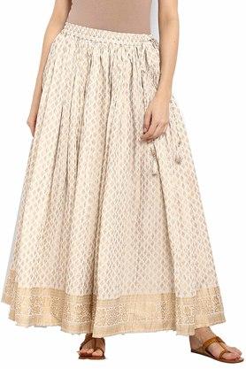 Buy VARANGA Off White Maxi Pure Cotton Womens Ethnic Skirt