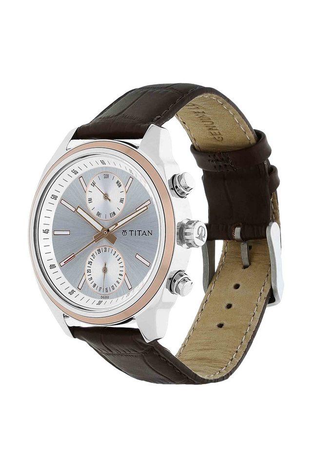 Buy TITAN Mens NEO Pack II Silver White Dial Leather Analogue