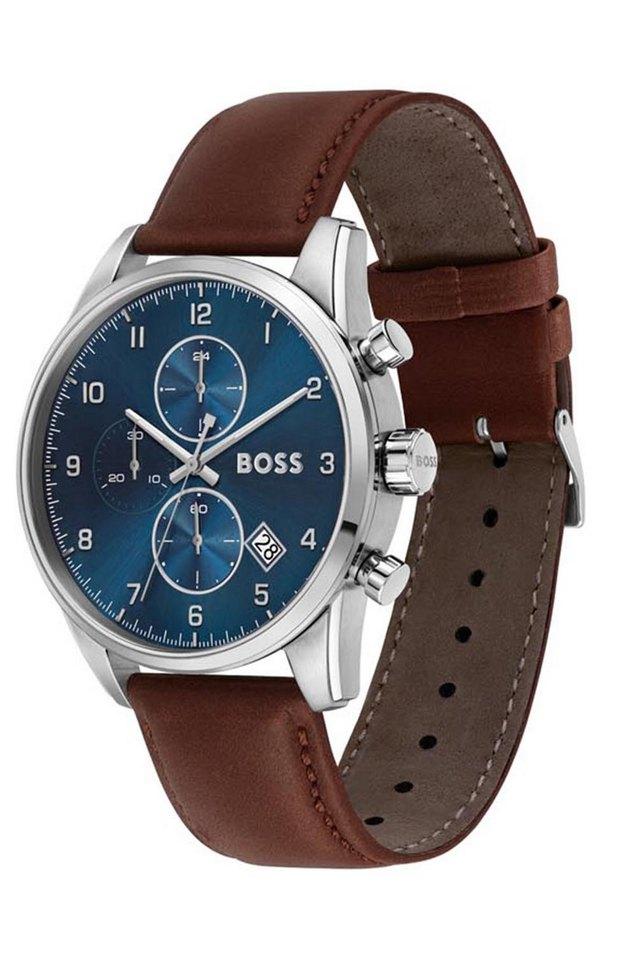 Buy BOSS Skymaster Blue Dial Leather Chronograph Watch for Men - 1513940 |  Shoppers Stop