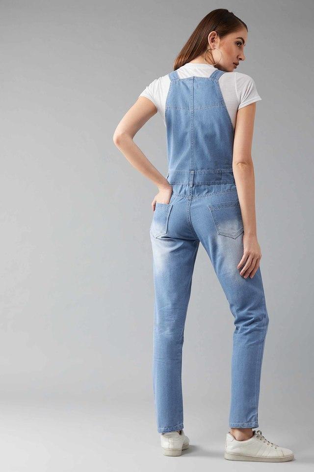 Buy Denim Medium Blue Dungaree Dress Online in India 