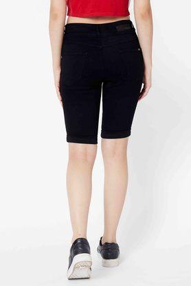 Buy KRAUS Black Slim Fit Knee Length Cotton Blend Womens Casual