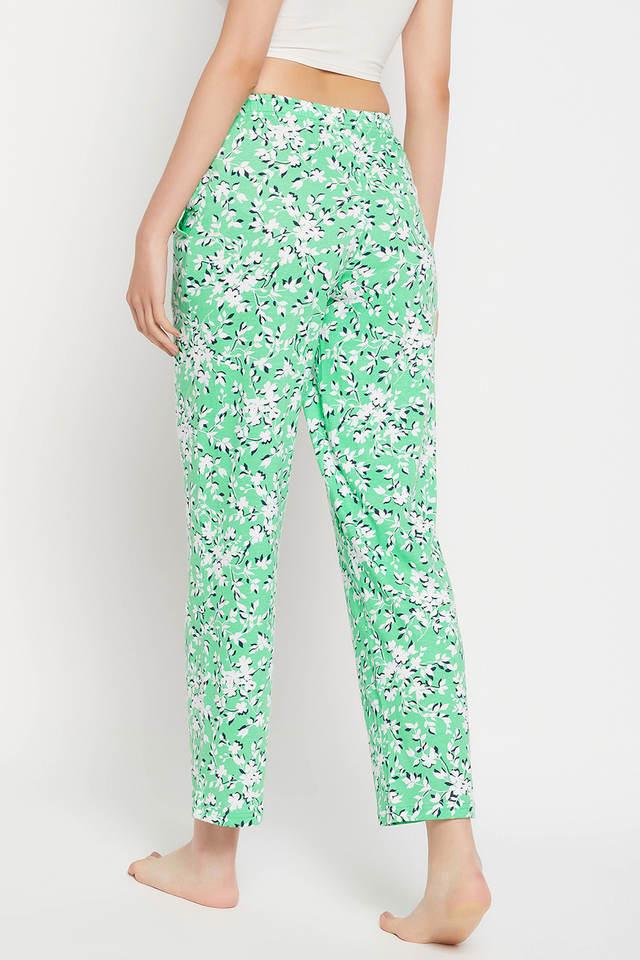 Buy CLOVIA Pretty Florals Pyjama in Seafoam Green Cotton