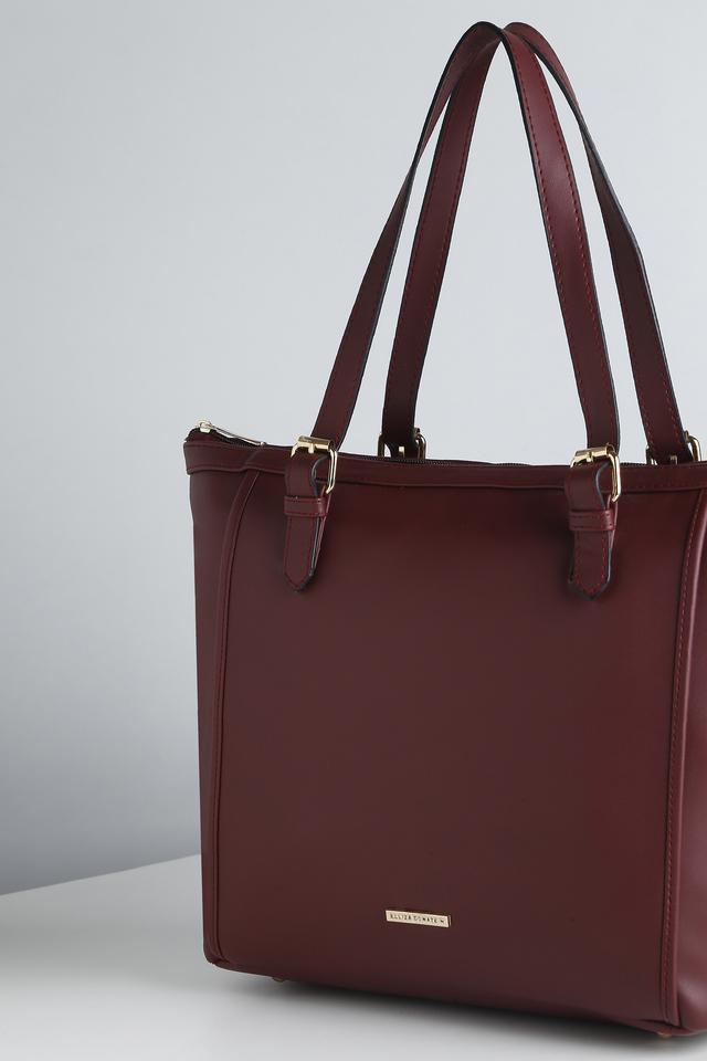 Burgundy tote bag online with zipper