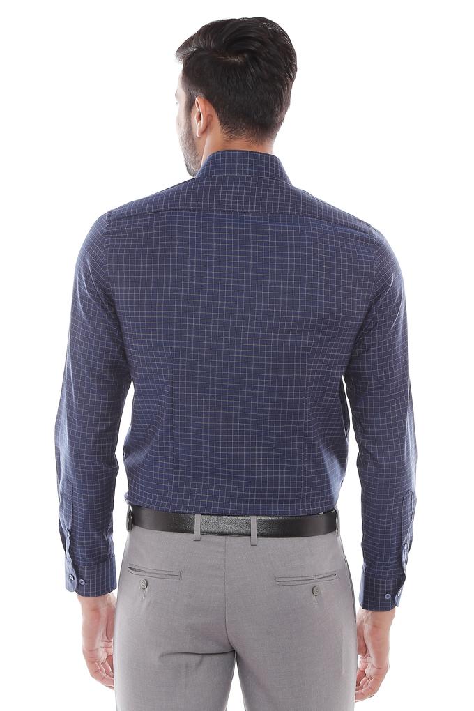 Buy BLACKBERRYS Navy Mens Slim Fit Check Formal Shirt | Shoppers Stop