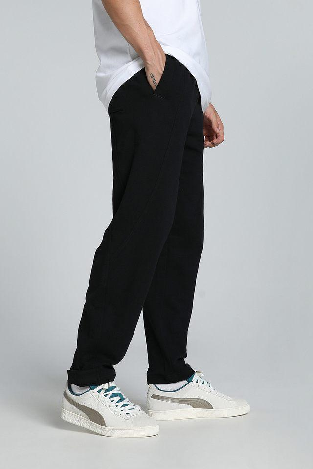 Buy PUMA Black Printed Cotton Regular Fit Active Wear Men s Track Pants Shoppers Stop