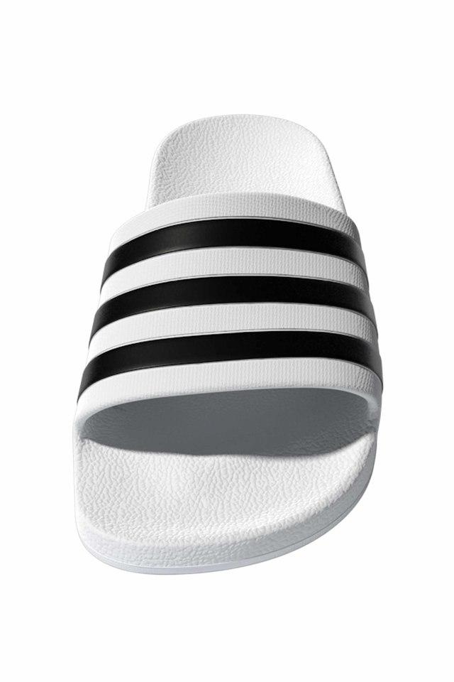 All white adidas online slides