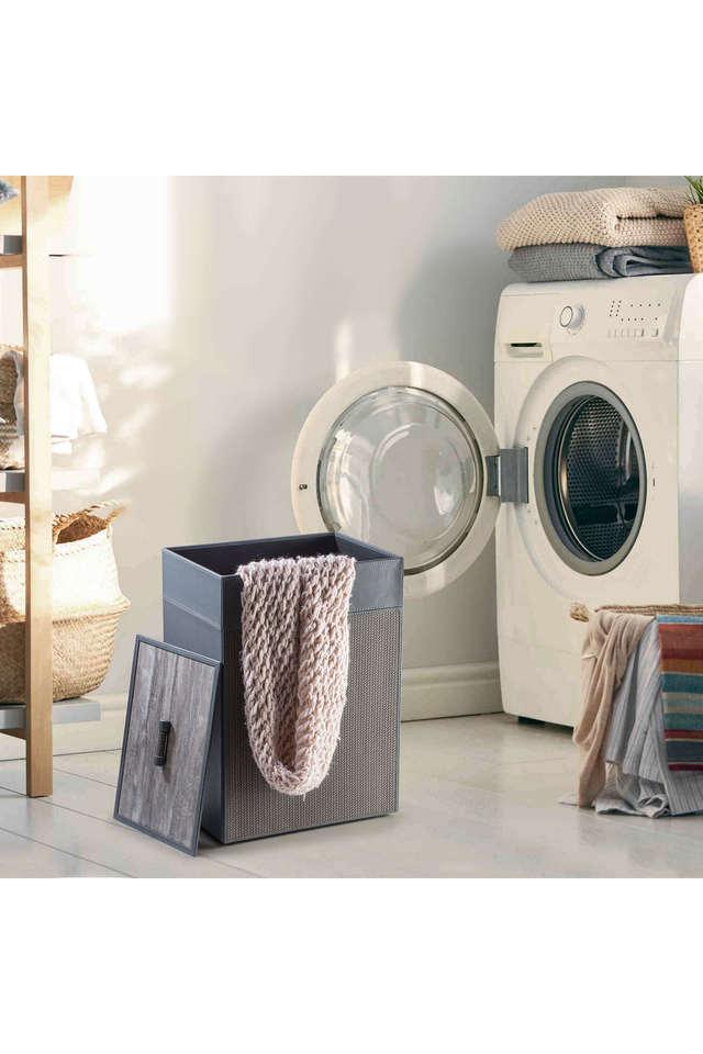 Buy SPREAD Leatherite Laundry Basket With Easy Open Lid & Corner Design