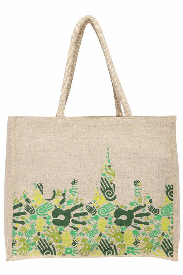 Double R Bags Eco Reusable Yoga Print Jute Bags For Carry Milk Grocery  Fruits Vegetable Shopping With Hard Grip Handle (Pack Of 3)