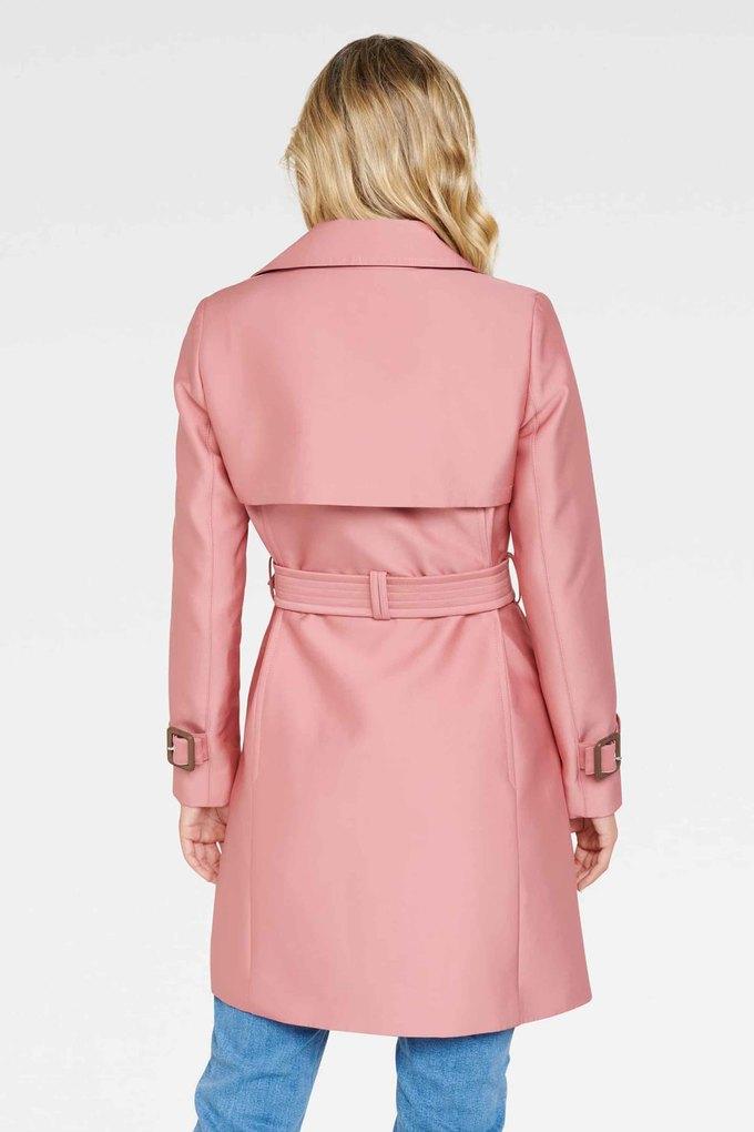 pink lapel neck solid trench coat