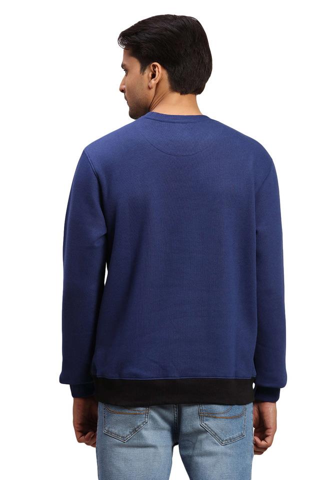 Buy COLOR PLUS Dark Blue Solid Polyester Crew Neck Men's