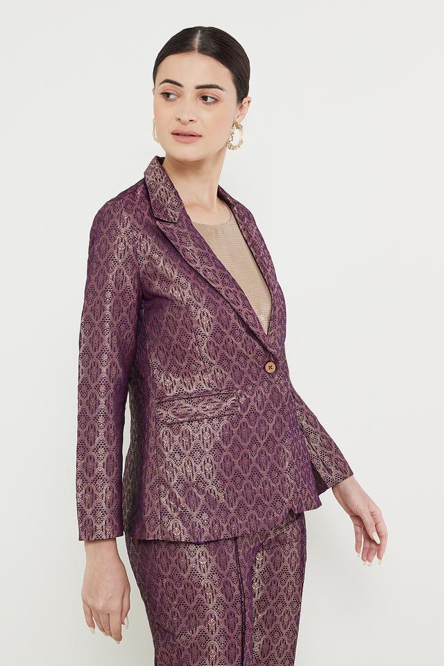 Dark Purple Jacquard Banarasi Brocade A-line Blazer With Pant, Ladies Suit  Jackets, Feminine Dress Coats, Womens Tailored Blazers, महिला ब्लेज़र -  raisinglobal.com, Surat