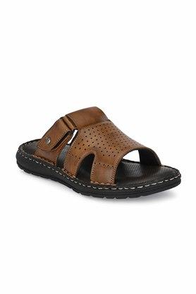 Buy EL PASO Brown Faux Leather Regular Velcro Mens Sandals