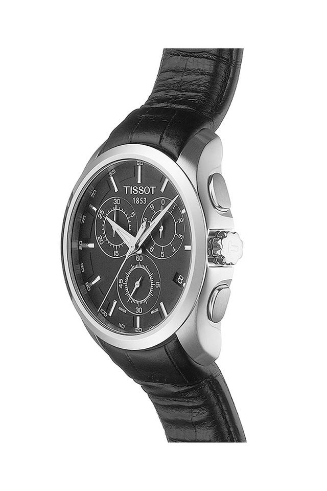 Buy TISSOT Mens Black Dial Leather Chronograph Watch