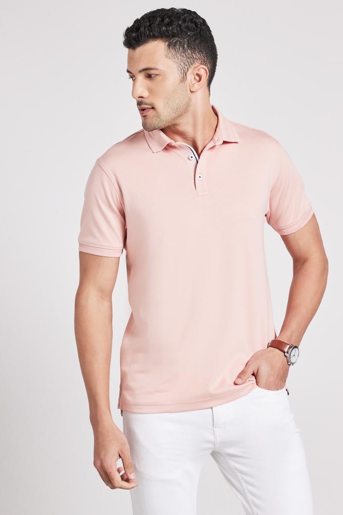 Buy FRATINI Dusty Peach Solid Cotton Regular Fit Men s T Shirt