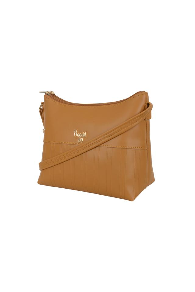 Buy BAGGIT Caramel PVC Zipper Closure Women s Formal Sling Bag Shoppers Stop