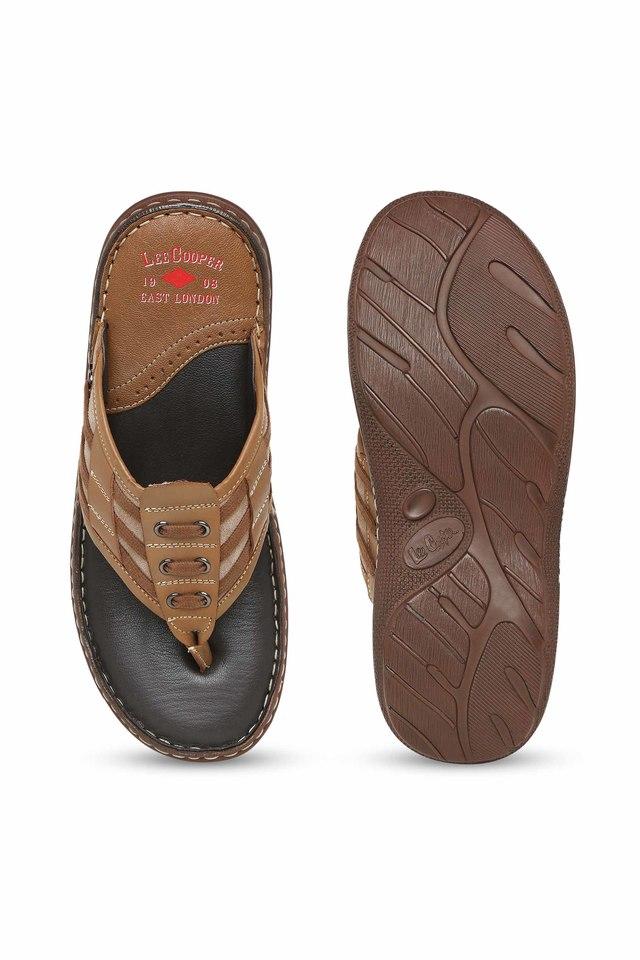 Buy LEE COOPER Natural Leather Regular Slipon Mens Sandals Shoppers Stop