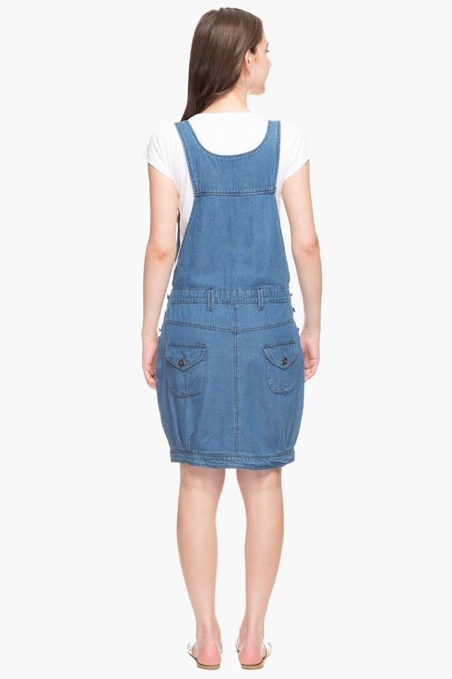 Short Indigo Denim Dungaree Dress