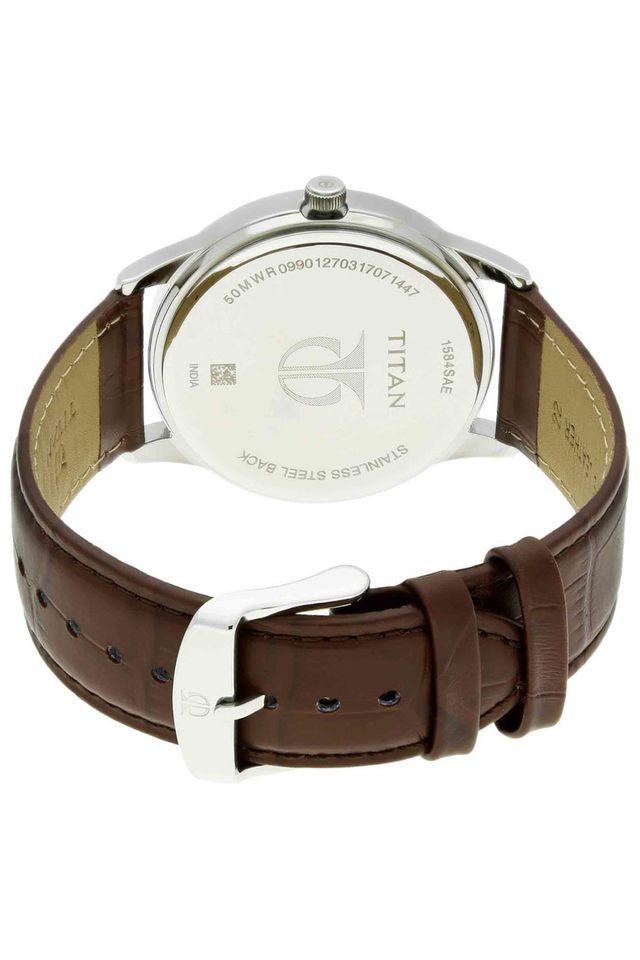 Mens NEO Steel Brown Dial Leather Analogue Watch NM1584SL04