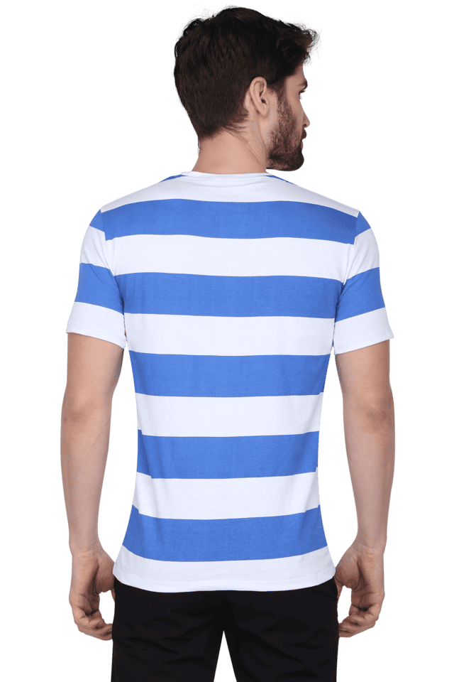 Mens Short Sleeves Round Neck Slim Fit Stripe T Shirt