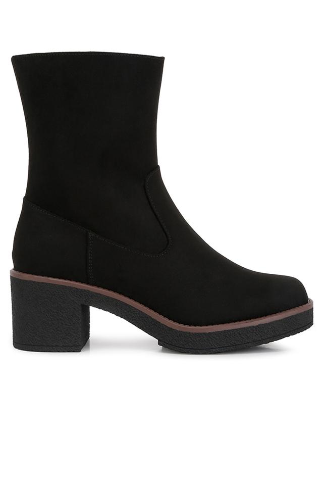 Buy TRUFFLE COLLECTION Black Womens Zip Closure Studded Block Heeled Ankle  Boots | Shoppers Stop