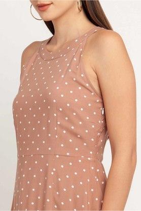 Tan and white polka outlet dot halter neck dress