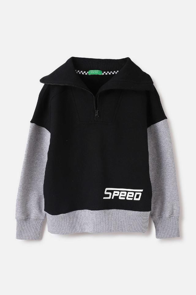 Buy UCB Black Solid Blended Fabric High Neck Boys Sweatshirt Shoppers Stop