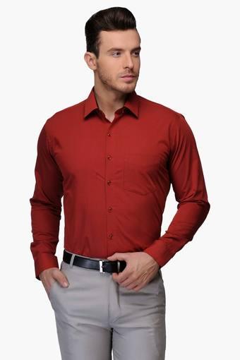 men's red formal shirt