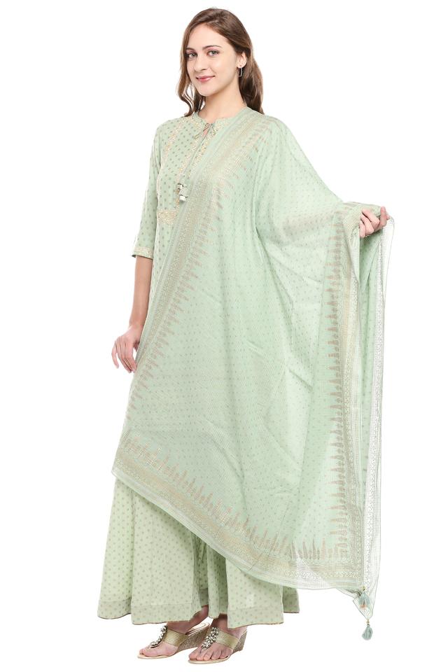 Buy GLOBAL DESI undefined Womens Tie Up Neck Printed Embroidered Palazzo Suit Shoppers Stop
