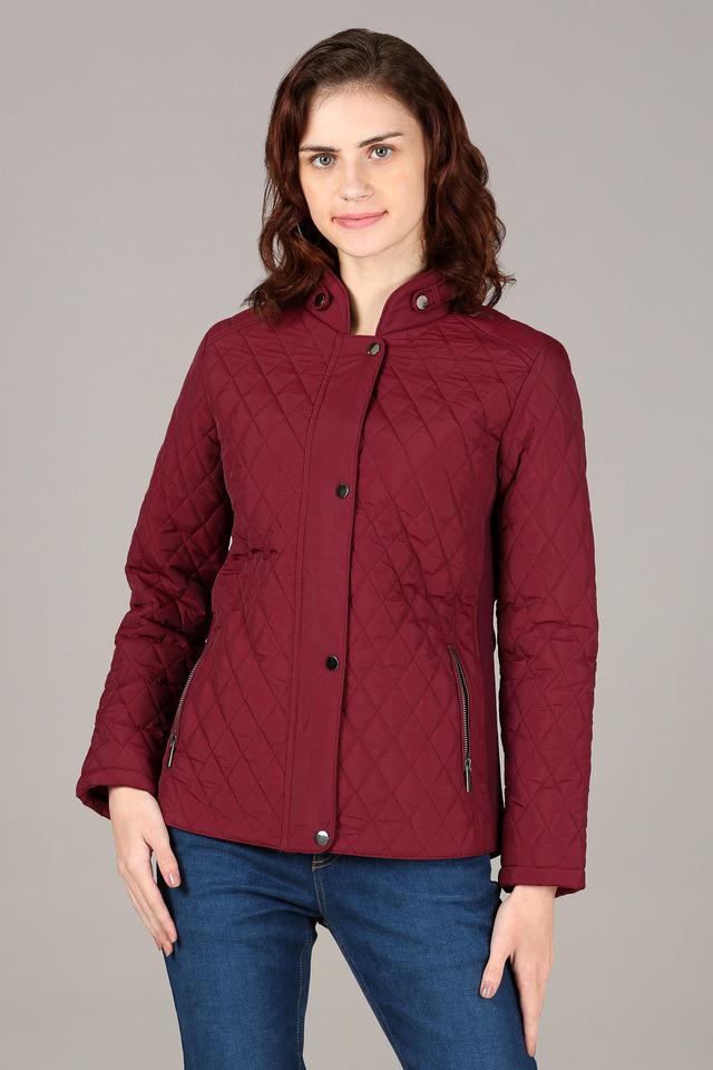 Buy FRATINI Wine Solid Regular Neck Polyester Womens Winter Wear Jacket Shoppers Stop
