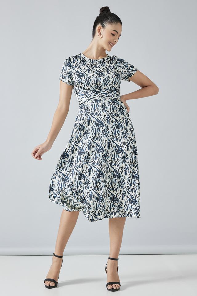 Buy STOP Green Printed Round Neck Polyester Women s Maxi Dress Shoppers Stop