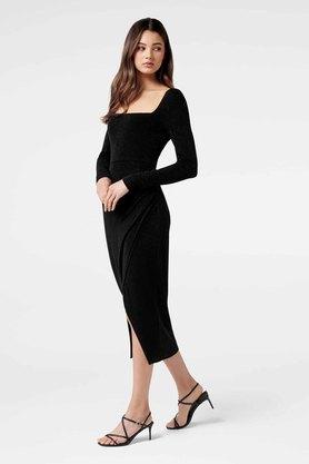 Long straight hot sale black dress