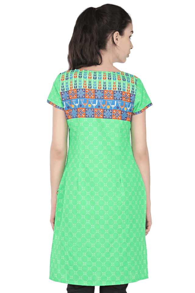 Buy Yaari Pink Printed Women Casual Short Sleeves Kurtis Online