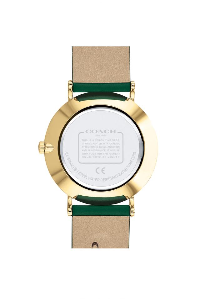 Buy COACH Womens Green Leather Analogue Watch 14503383