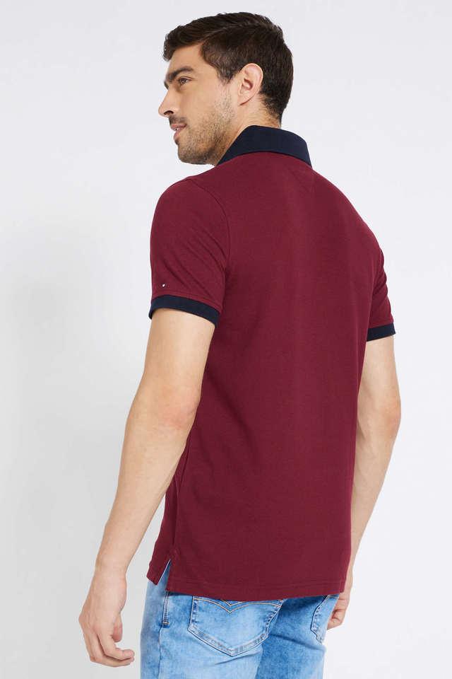 Tommy Hilfiger Maroon Solid Polo T-Shirt