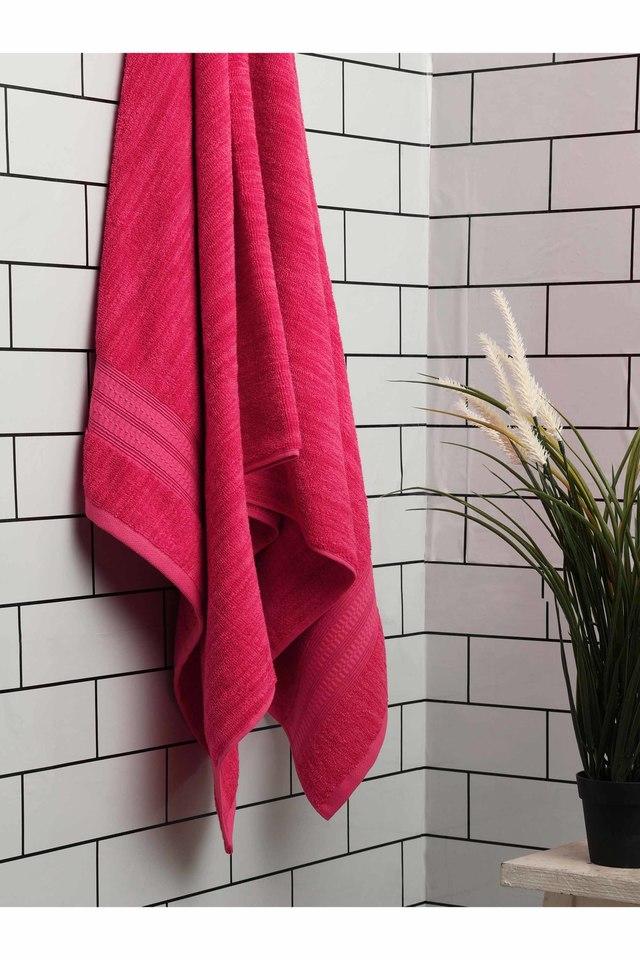 Buy SPACES Magenta Solid Dobby 500 GSM Cotton 2 Bath Towels