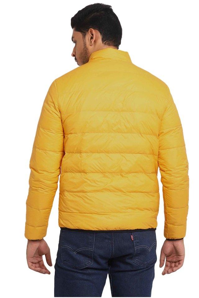 Buy Men's Yellow & Blue Reversible Puffer JacketOnline | SNITCH