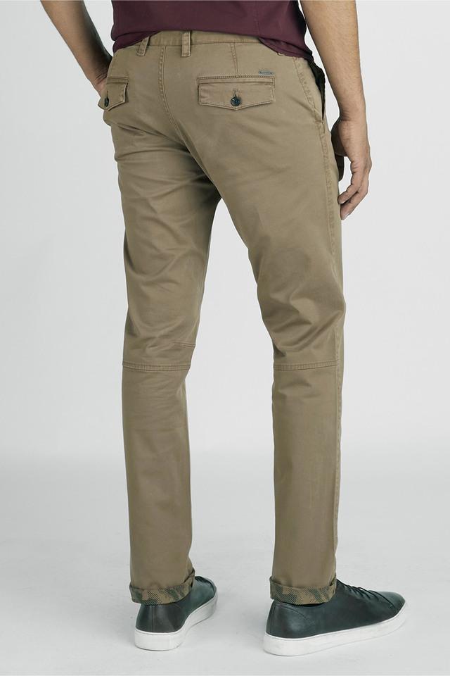 Solid Cotton Stretch Slim Fit Mens Trousers