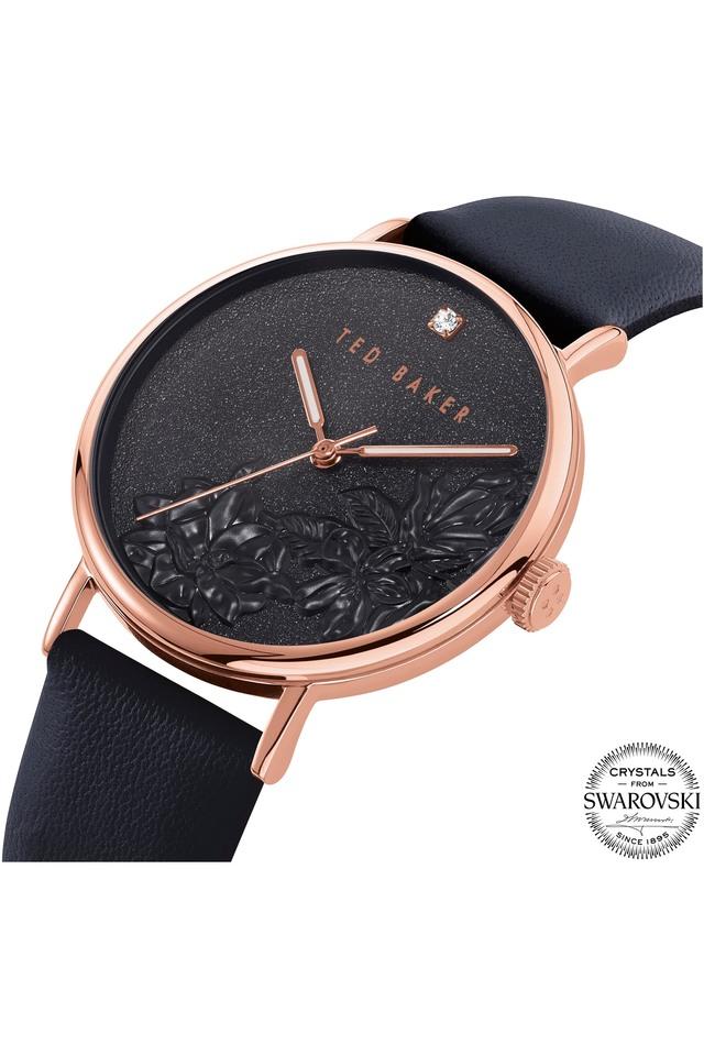 Buy TED BAKER Womens PHYLIPA FLOWERS Black Dial Leather Analogue