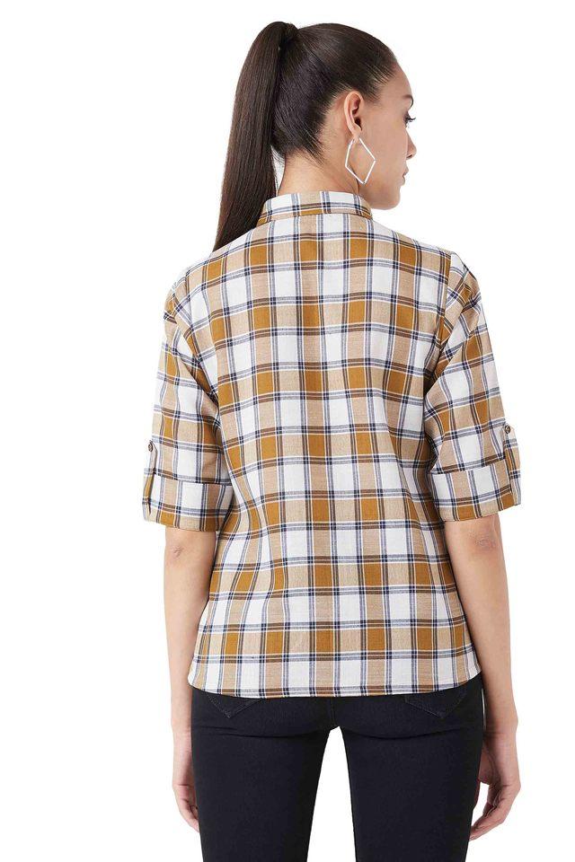 Women's casual hot sale checked shirts