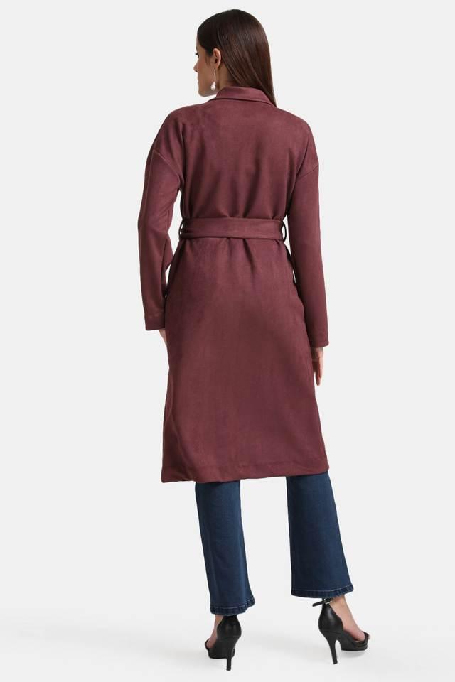 Buy KAZO Maroon Solid Collared Rayon Women s Party Wear Coat Shoppers Stop