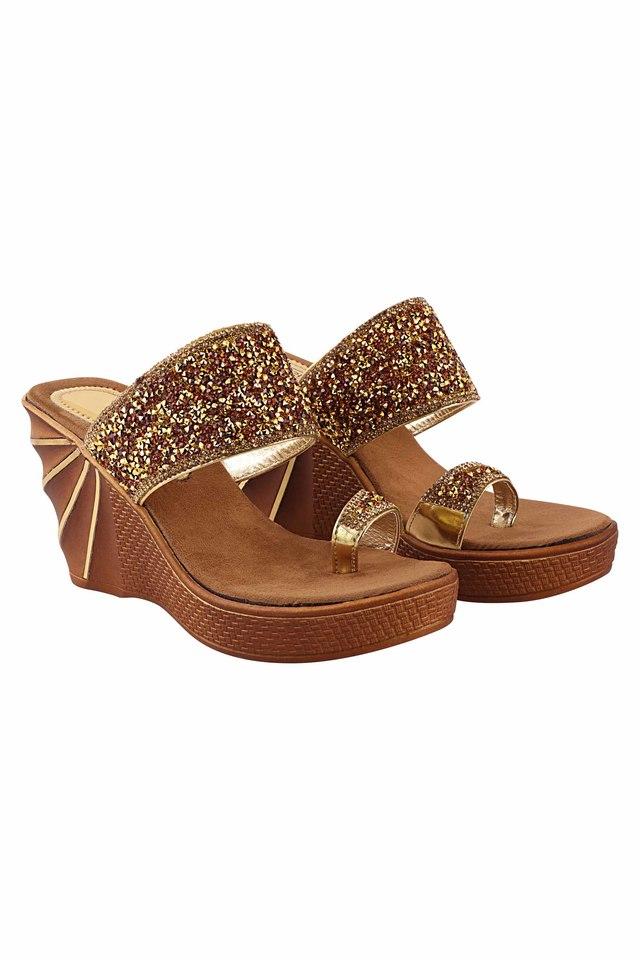 Fancy gold online sandals